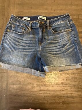 Vigoss Distressed Blue Denim Rolled Cuff Shorts
